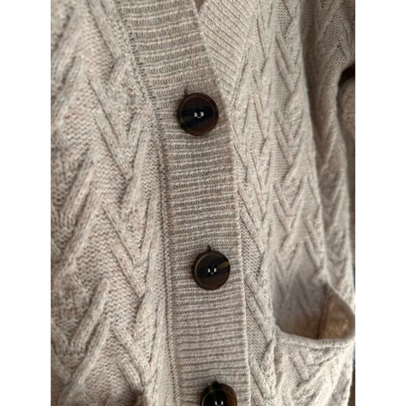 Olive + Oak Cable Knit Oatmeal Cardigan Sweater, Size M - Picture 7 of 8